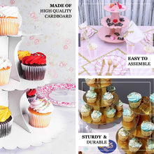 3-Tier Natural Wood Plank Print Cardboard Cupcake Dessert Stand. Disposable Treat Tower - 14inch