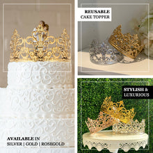 Princess Crown Matte Gold Metal Cake Topper 2 Inch