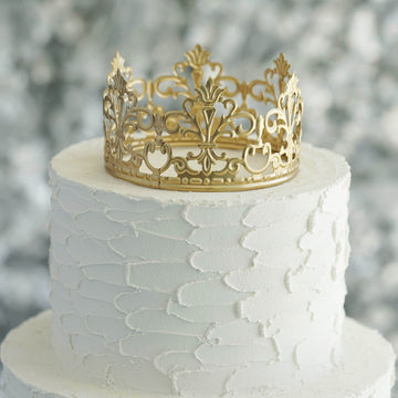 Add a Touch of Elegance with the Matte Gold Metal Princess Crown Cake Topper