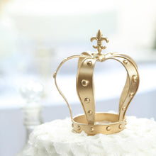 Gold Metal Fleur De Lis Top Royal Crown Cake Topper 8 Inch
