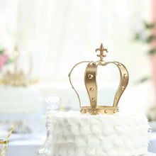 Royal Crown Cake Topper 8 Inch Gold Metal Fleur De Lis Top
