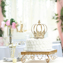 Royal Crown Gold Metal Fleur De Lis Sides Cake Topper 8 Inch 