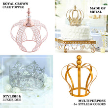 Crystal Bead Metallic Blush & Rose Gold Royal Crown Cake Topper 14 Inch