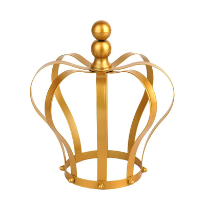 Gold metal crown decor with elegant design and smooth finish.