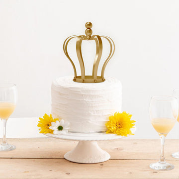 Elegant Matte Gold Metal Royal Crown Cake Topper