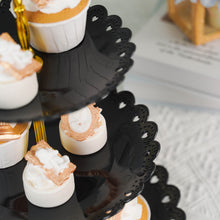 Gold Black Wavy Round Edge Cupcake Stand Dessert Holder 13 Inch 3 Tier