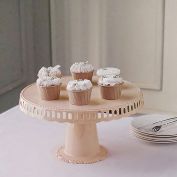 Blush Round Pedestal Footed Reusable Plastic Cupcake Stands