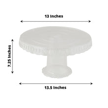 Clear 13 Inch Pedestal Footed Cupcake Stands with Ribbon Trim Edges 4 Pack