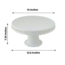 White 13 Inch Pedestal Footed Cupcake Stands with Ribbon Trim Edges 4 Pack