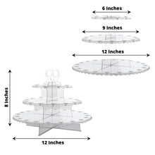 12 Inch Clear Plastic 3 Tier Round Cake Pop Stand with Floral Cut Rims