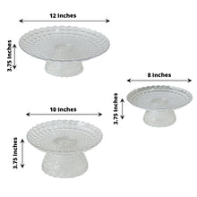 Pressed Glass Pattern 8 Inch 10 Inch 12 Inch Clear Cupcake Stands in Set of 3