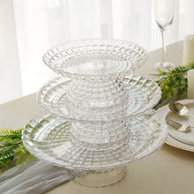 Clear Plastic 8 Inch 10 Inch 12 Inch Pressed Glass Pattern Cupcake Stands in Set of 3