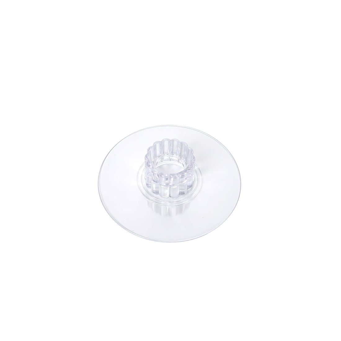 Clear plastic cake stand with decorative edges