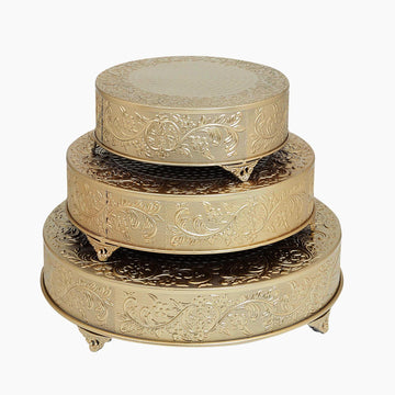 Add a Touch of Sophistication with the Gold Embossed Cake Stand Riser