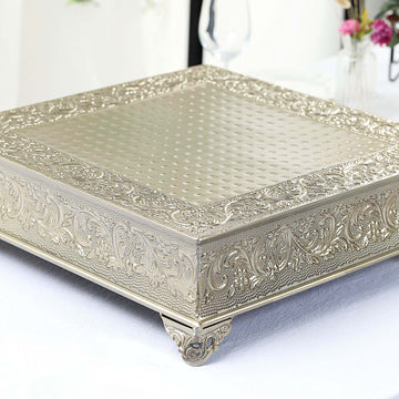 Elegant Gold Embossed Cake Pedestal for Stunning Event Decor