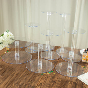 Elevate Your Dessert Display with the Clear Acrylic Cake Stand Set