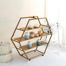 Gold 21 Inch 3 Tier Hexagon Cupcake Stand Metal