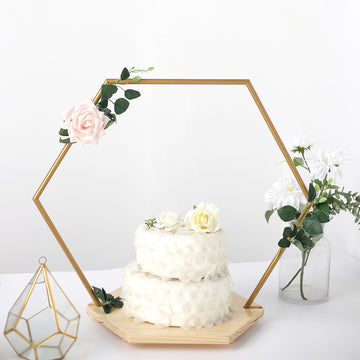Elegant Gold Hexagon Wedding Arch Cake Stand