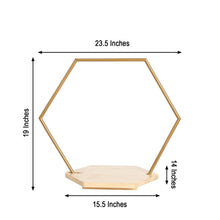 19 Inch Gold Hexagonal Cake Stand For Wedding Arch On Wooden Base