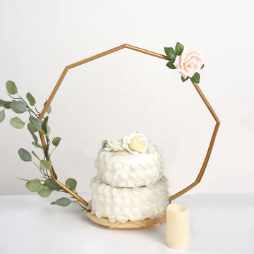 Elegant Gold Nonagon Wedding Arch Cake Stand