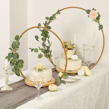 Stylish Event Decor: Round Wedding Arch Cake Stand in Gold