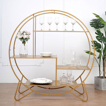 Elevate Your Dessert Display with the Gold Metal Round Cake Dessert Display Stand
