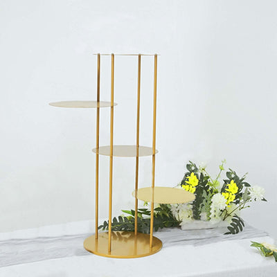 Gold multi-tier plant stand with four circular shelves