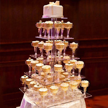 Elegant and Sturdy Heavy Duty Acrylic Square 5-Tier Cake Stand