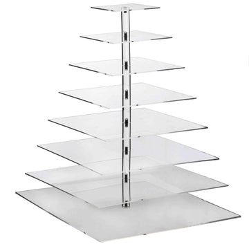 Transform Any Event with the Heavy Duty Acrylic Square 8-Tier Cake Stand