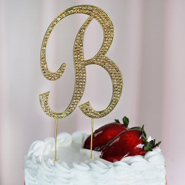 Dazzling Gold Rhinestone Number Cake Toppers