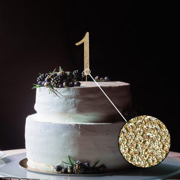 Shimmering Gold Rhinestone Monogram Number Cake Toppers