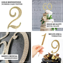 4.5inch Gold Rhinestone Monogram Number Cake Toppers, Numbers 0 - 9
