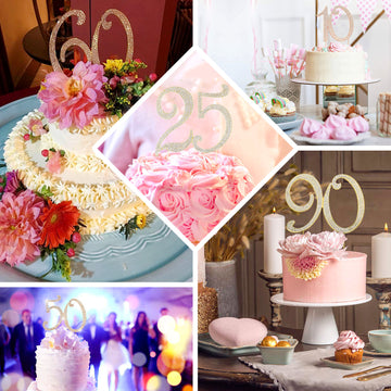 Elevate Your Event Decor with Gold Rhinestone Monogram Number Cake Toppers