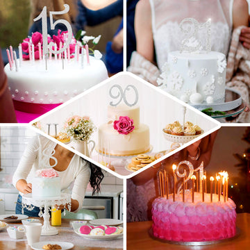 Glimmering Silver Number Cake Toppers