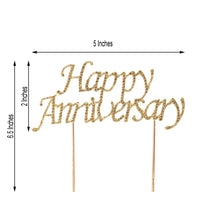 6inch Gold Rhinestone Monogram Happy Anniversary Cake Topper Banner