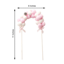 Pink & White Mini Cake Topper Cotton Ball Arch Shape 6 Inch x 11 Inch 