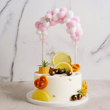 Cotton Ball Pink & White Mini Arch Shape 6 Inch x 11 Inch Cake Topper