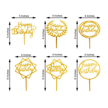 Acrylic Happy Birthday Toppers in Gold 6 Pack in Assorted Styles