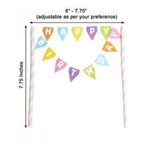 Multi Color Happy Birthday Banner With Cake Topper And Bunting Garland