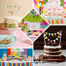 Multi Color Bunting Garland And Cake Topper For Happy Birthday Banner