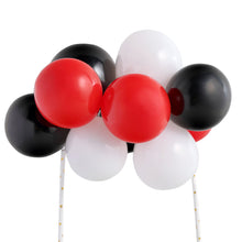 11 Pieces of Black Red and White Mini Cloud Cake Topper Balloon Garland#whtbkgd 