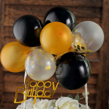 Confetti Black Clear and Gold Mini Cloud Cake Topper Balloon Garland 11 Pieces