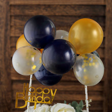 Confetti Clear Gold and Navy Blue Mini Cloud Cake Topper Balloon Garland 11 Pieces