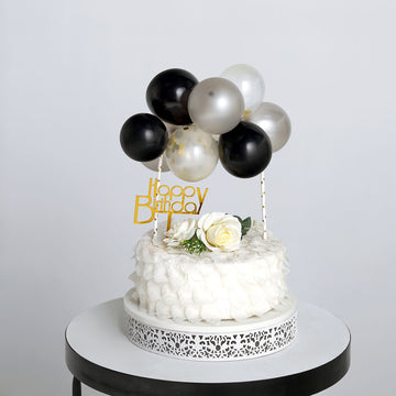 Elevate Your Event Decor with the Black, Silver, and Clear Confetti Balloon Cake Topper Kit