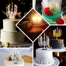 5 Inch Metallic Gold Candelabra Cake Topper with Birthday Candles