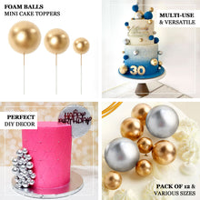 12 Gold Pearl Foam Pearl Cake Toppers Ball Toppers