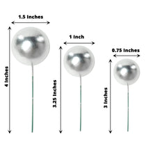 Pearl Balls Foam Faux Cake Toppers Finish 12 Pieces Silver