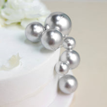Silver Foam Pearl Faux Cake Toppers Decorations 12 Pcs