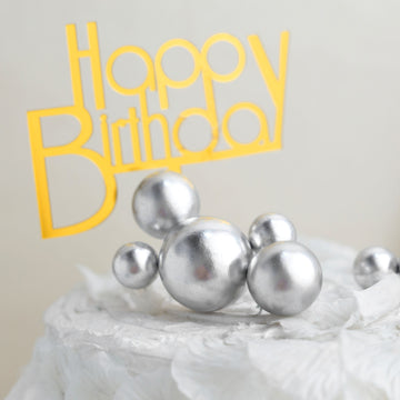 Sparkling Silver Faux Pearl Balls Cake Topper Picks