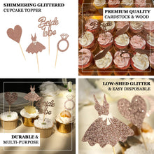 Pack of 24 Glitter Blush & Rose Gold Bridal Shower Cupcake Toppers